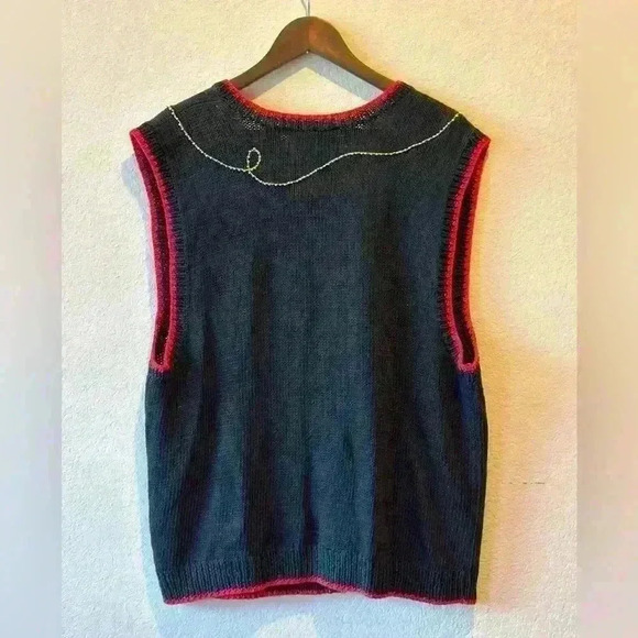 VTG Bechamel XL Christmas Sweater Vest Knit Holiday Grannycore Ugly Christmas - Picture 2 of 9
